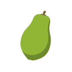 Vibrant green pear with a unique shape against a clean white background
