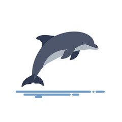 Obraz premium Playful dolphin swimming in clear ocean waters, with vibrant coral reefs in the background