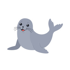 Playful cartoon seal swimming joyfully in a serene ocean environment