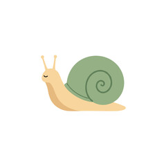 A cheerful cartoon snail gliding across a minimalist background, symbolizing slow movement