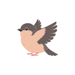 Fototapeta premium A cartoon bird in mid-flight, showcasing its wings against a plain background