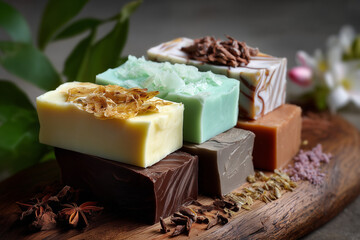 Natural Soap Bar Collection on Neutral Background