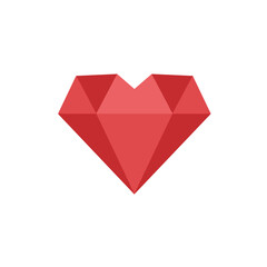 A vibrant red diamond shape symbolizing love and passion against a clean white background