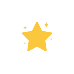 Bright yellow star icon on a white background, symbolizing achievement and success