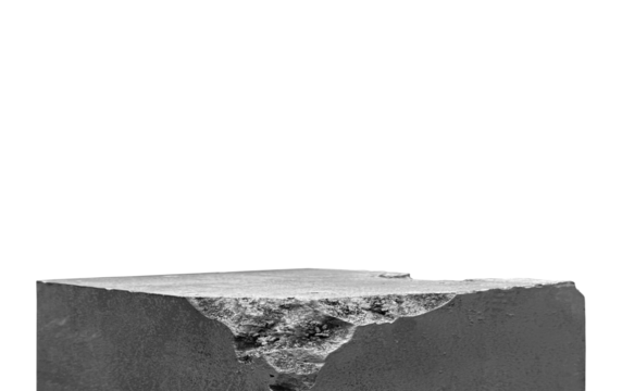 Rock stone podium stand for display product especially cosmetics isolated on background. raw concrete stand background well free space for text, Cliff stone clipping paths. 