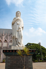 Obraz premium Saint Philomena statue, virgin and martyr, catholic church of Mysore, India, Saint Joseph Cathedral, state of Karnataka, neo gothic architecture