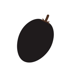 Abstract illustration of a dark fruit with a brown stem against a white background