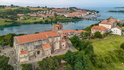 Aerial view of the San Vicente de la Barquera, Cantabria, northern Spain