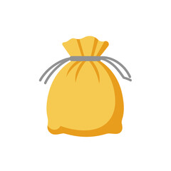 A vibrant yellow money bag overflowing with coins, set against a soft gradient background