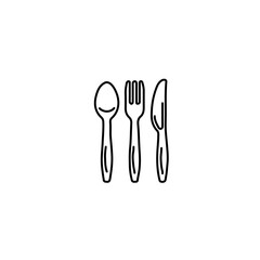 Flat Line Icon of Cutlery Set — Dining and Kitchen Utensils Concept