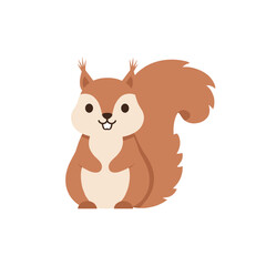 Fototapeta premium Cute cartoon squirrel smiling happily, showcasing its bushy tail in a simple background