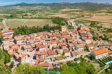 Aerial view of the medieval village of Sajazarra, La Rioja, Spain