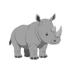 Fototapeta premium Illustration of a rhinoceros standing in a minimalist style against a plain background