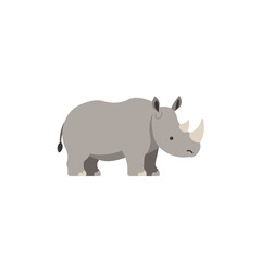 Fototapeta premium Cartoon rhinoceros standing alone with a minimalistic background, ideal for educational use
