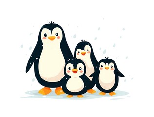 Naklejka premium Cute Penguin Family Illustration – Holiday and Family Celebration Theme