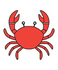 Bright Red Cartoon Crab Drawing