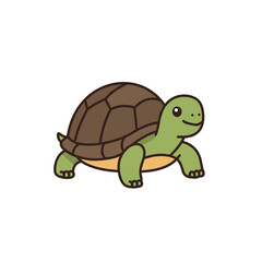 Cartoon turtle happily walking on a white background, ideal for children’s illustrations