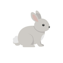 Obraz premium Cute cartoon rabbit sitting in a serene garden, surrounded by colorful flowers and greenery
