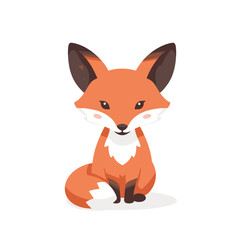 Obraz premium A cute cartoon fox with large ears and a playful expression against a simple background
