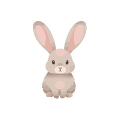 Fototapeta premium Cute cartoon rabbit with large ears, set against a simple white background, ideal for children's illustrations