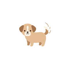 Obraz premium Cute animated puppy wagging its tail in a simple white background setting
