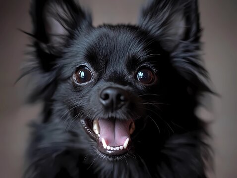 Happy Black Dog Close-Up Portrait