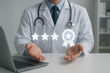 Doctor rating review service online medical consultation patient satisfaction and healthcare excellence