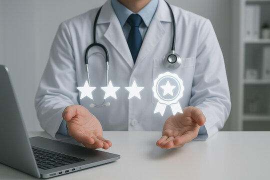 Doctor rating review service online medical consultation patient satisfaction and healthcare excellence