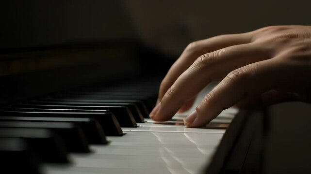 Elegant close-up video of hands playing a classical piano solo performance