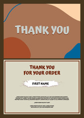 Flat thank you card retro template vector