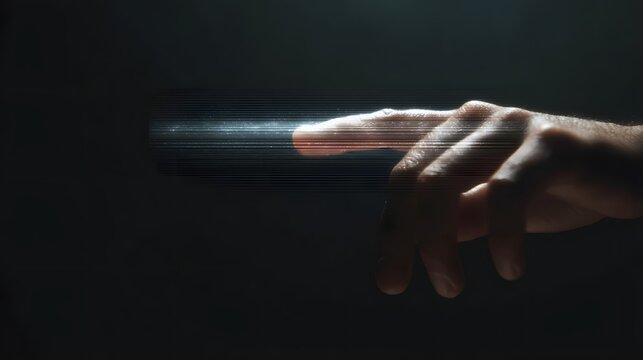 Hand controlling a translucent slider in space - Powered by Adobe