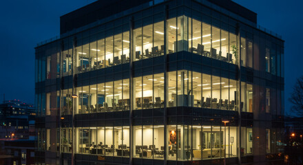 Obraz premium Stunning Night Photography Modern Buildings and Architecture Illuminated