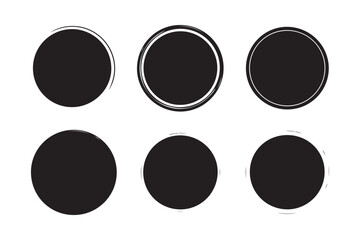 Set of grunge round frames red Paint Brush Stroke Circle vector

