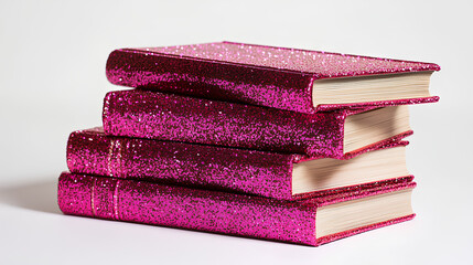 stack of pink books