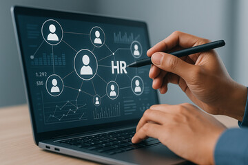 Hr management software laptop human resources technology digital transformation workforce analytics solution