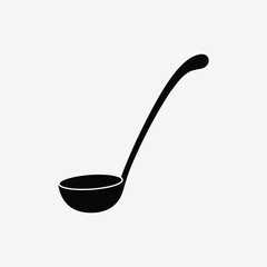 Download a clean black ladle vector silhouette on a white background. Perfect for kitchen designs, culinary art, or cooking-themed graphics. High-quality and easy to customize.