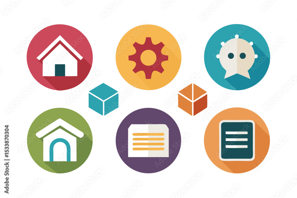 Poster set of colorful modern flat design icon elements for web and mobile application development