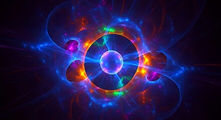 Obraz premium Abstract blue background with glowing fractal waves and swirling energy for a dynamic art illustration