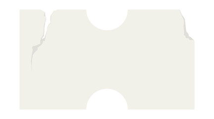 Retro white rectangle price tag sticker. Wrinkled badge with a ripped paper edge. Old distressed blank label with grunge texture for scrapbook designs.	