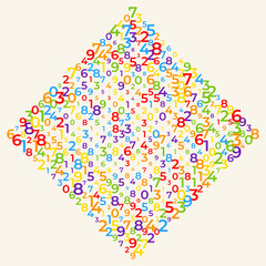 Digital data array, lots of numbers digits in Digital Pattern, abstract math background for kids playroom, big data concept