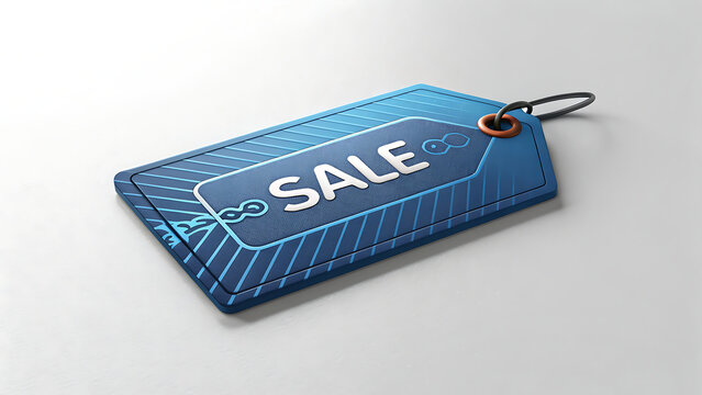 3D Rendering of Blue Sale Tag – Promotional Label Design - Powered by Adobe