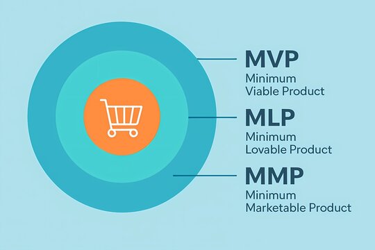 MVP, MLP, and MMP concentric model infographic &ndash; AI generated