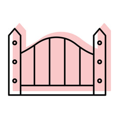 Farm Gate color shadow thinline icon , vector, pixel perfect, illustrator file 
