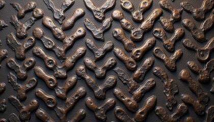 Abstract texture with bronze metallic shapes