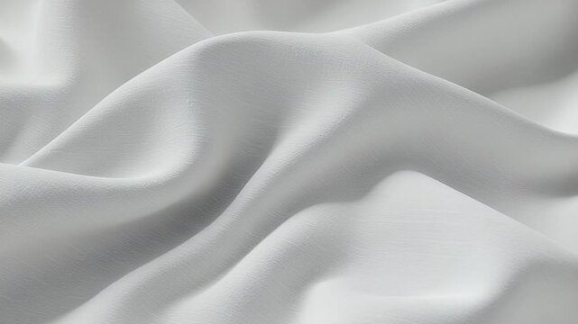 White Fabric Texture Showing Soft Folds And Gentle Waves Under Bright Studio Lighting