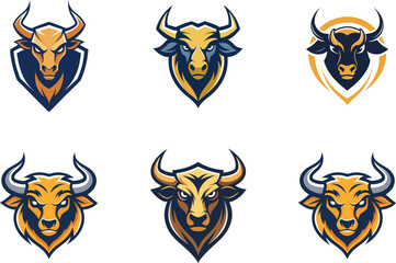 Obraz premium Powerful Bull Head Logo Designs Perfect for Branding and Mascot Creation