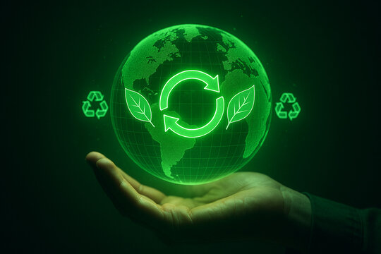 Green earth recycling and sustainability concept for environmental protection and conservation efforts