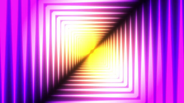 Neon tunnel of pink and yellow suitable for music album cover, futuristic background, party invitation, or creative digital design.