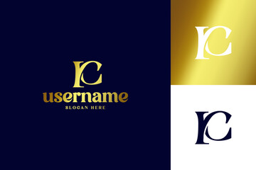 luxury monogram RC logo design vector inspiration. creative icon rc logo vector design template with modern, elegant and gold styles