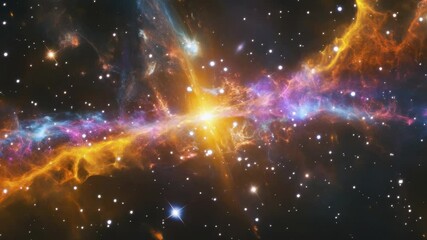 Brilliant Galaxy Formation with Nebula Clouds and Starfield - Powered by Adobe